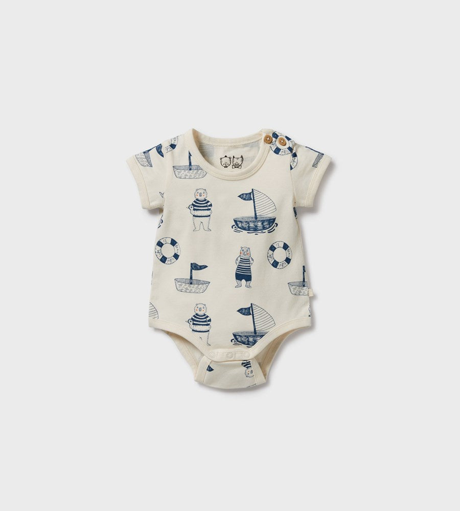 Wilson & Frenchy | Organic Short Sleeve Bodysuit | Nautical Bear