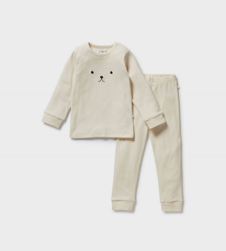 Wilson & Frenchy | Organic Cotton Rib Long Sleeve Pyjamas | Buttermilk