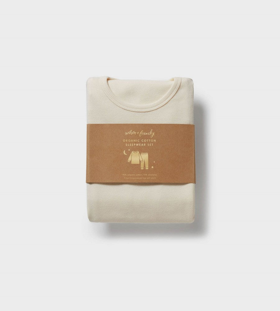 Wilson & Frenchy | Organic Cotton Rib Long Sleeve Pyjamas | Buttermilk