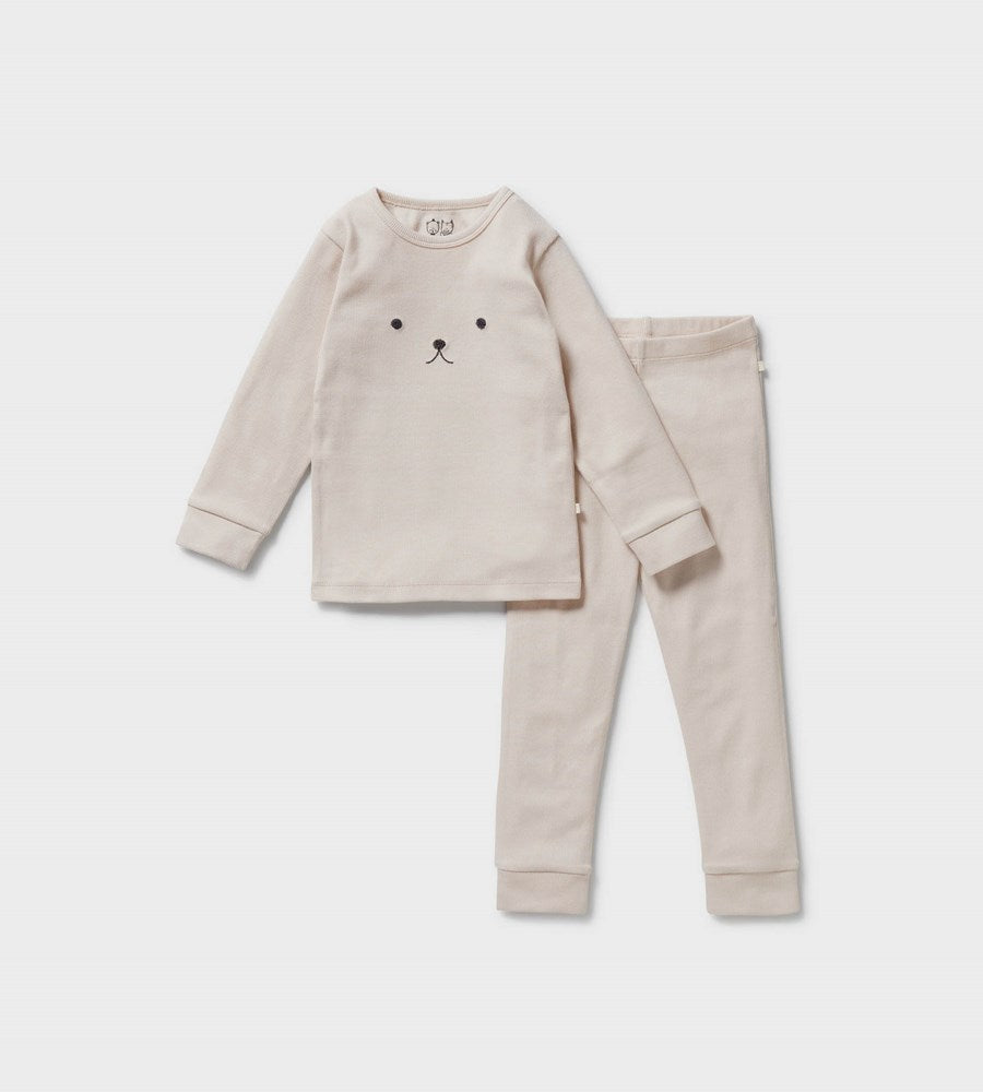 Wilson & Frenchy | Organic Cotton Rib Long Sleeve Pyjamas | Dusty Rose
