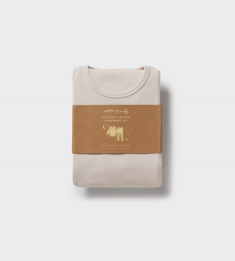 Wilson & Frenchy | Organic Cotton Rib Long Sleeve Pyjamas | Dusty Rose