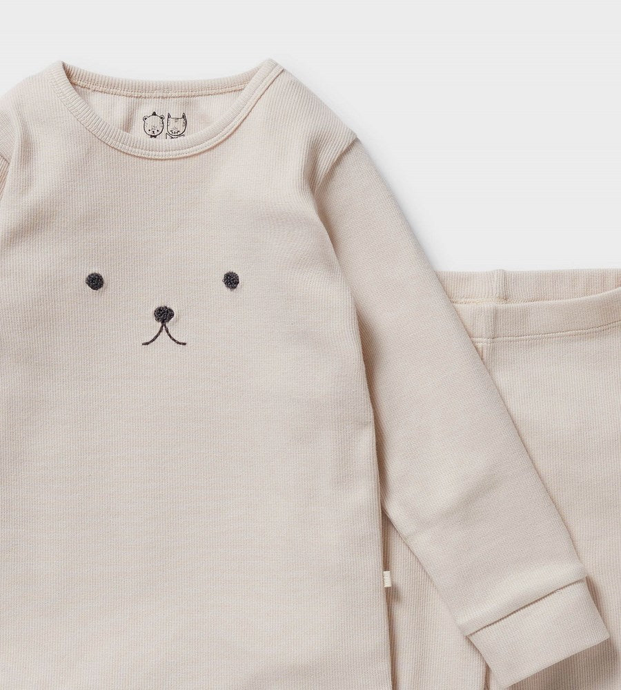 Wilson & Frenchy | Organic Cotton Rib Long Sleeve Pyjamas | Dusty Rose