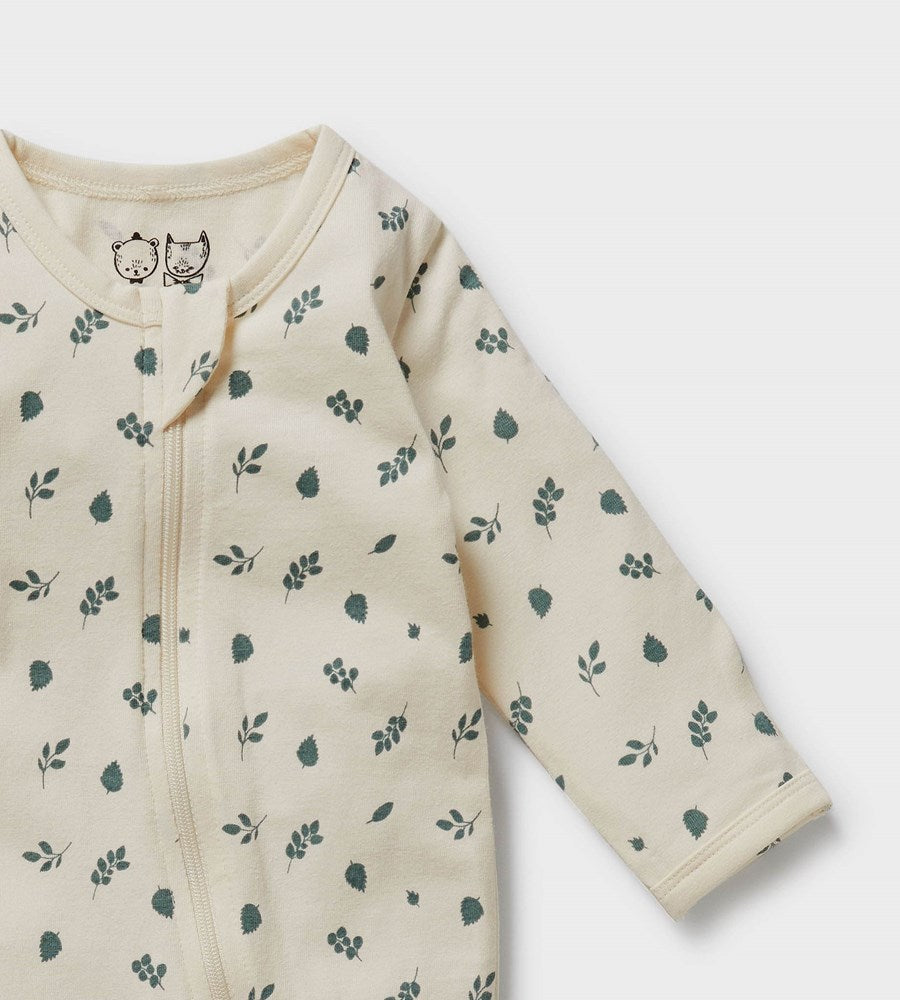 Wilson & Frenchy | Organic Cotton Zipsuit with Feet | Twilight Leaf