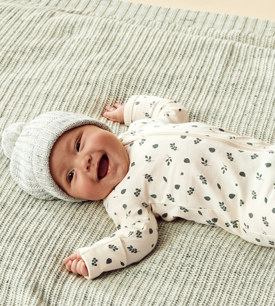 Wilson & Frenchy | Organic Cotton Zipsuit with Feet | Twilight Leaf