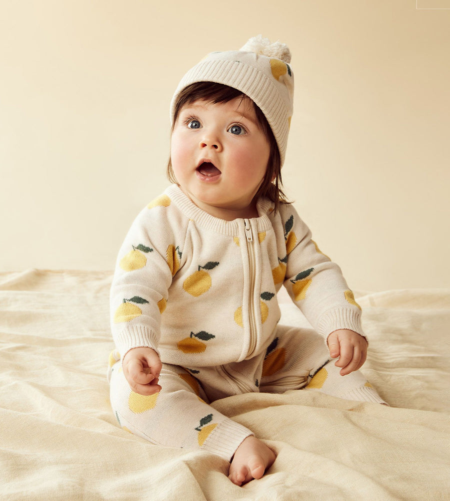 Wilson & Frenchy | Organic Knitted Jacquard Hat | Lemony