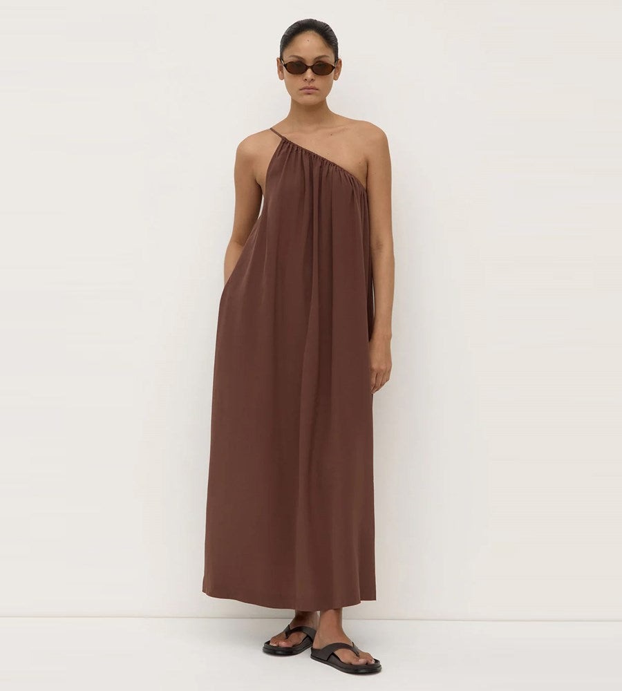 Assembly Label | Mila Asymmetrical Maxi Dress | Espresso