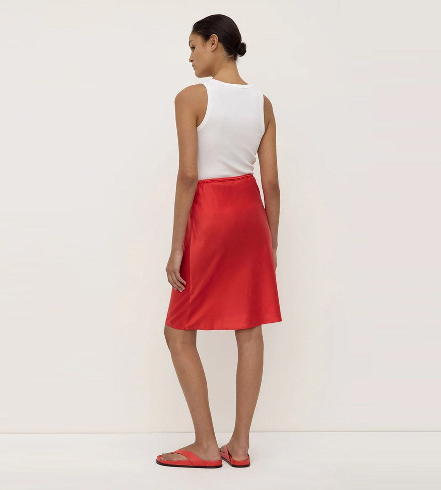 Assembly Label | Pippa Silk Knee Length Skirt | Chilli