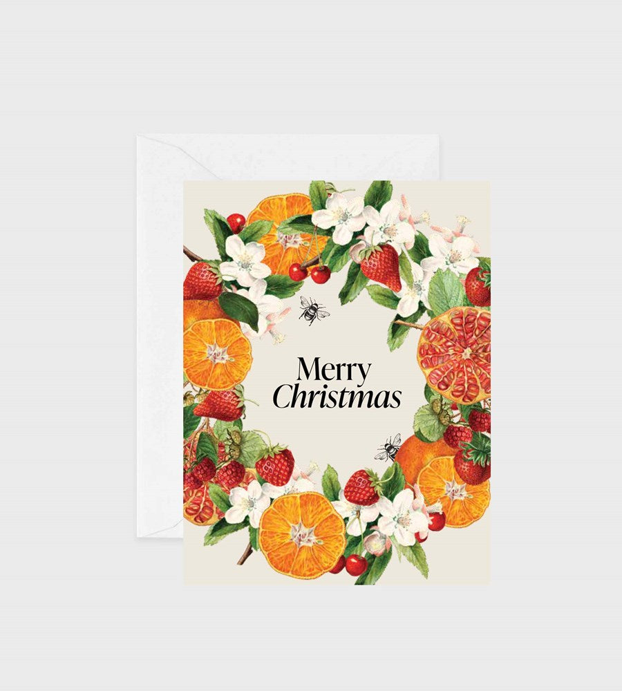 Father Rabbit Stationery | Merry Christmas Wreath Card