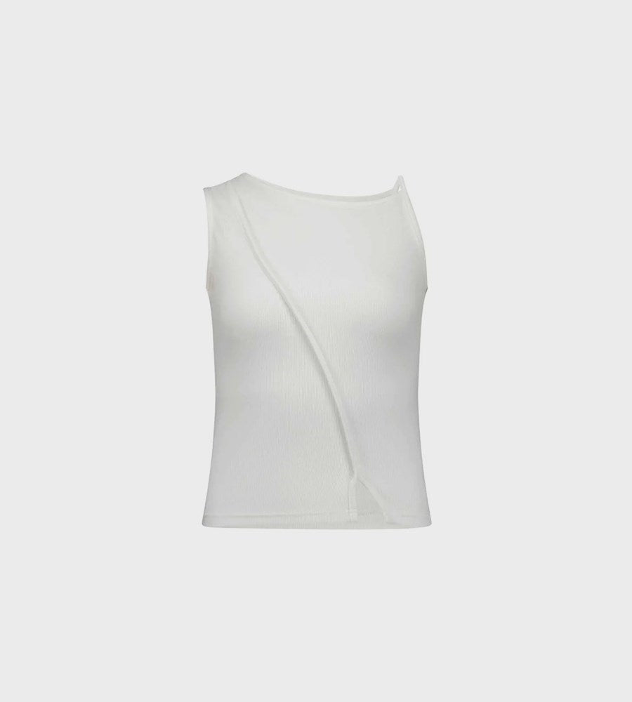 Commonplace I Asymmetrical Pearl Tank I White