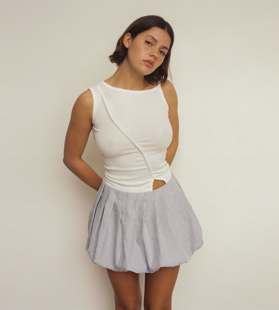 Commonplace I Asymmetrical Pearl Tank I White