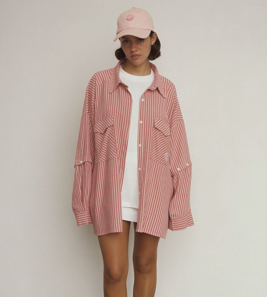 Commonplace I Classic Overshirt I Pink / Red