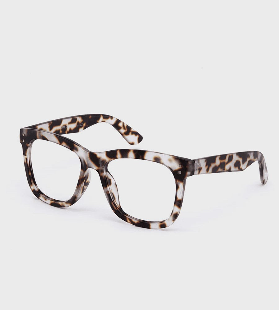 Tortoiseshell glasses on a white background