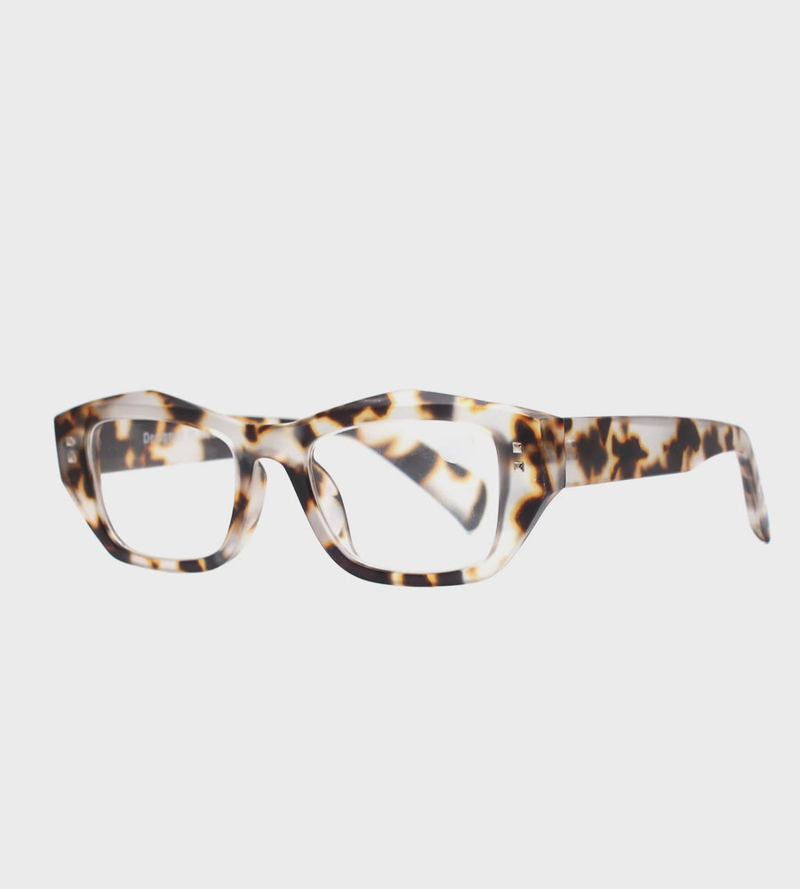 Tortoiseshell glasses on a white background