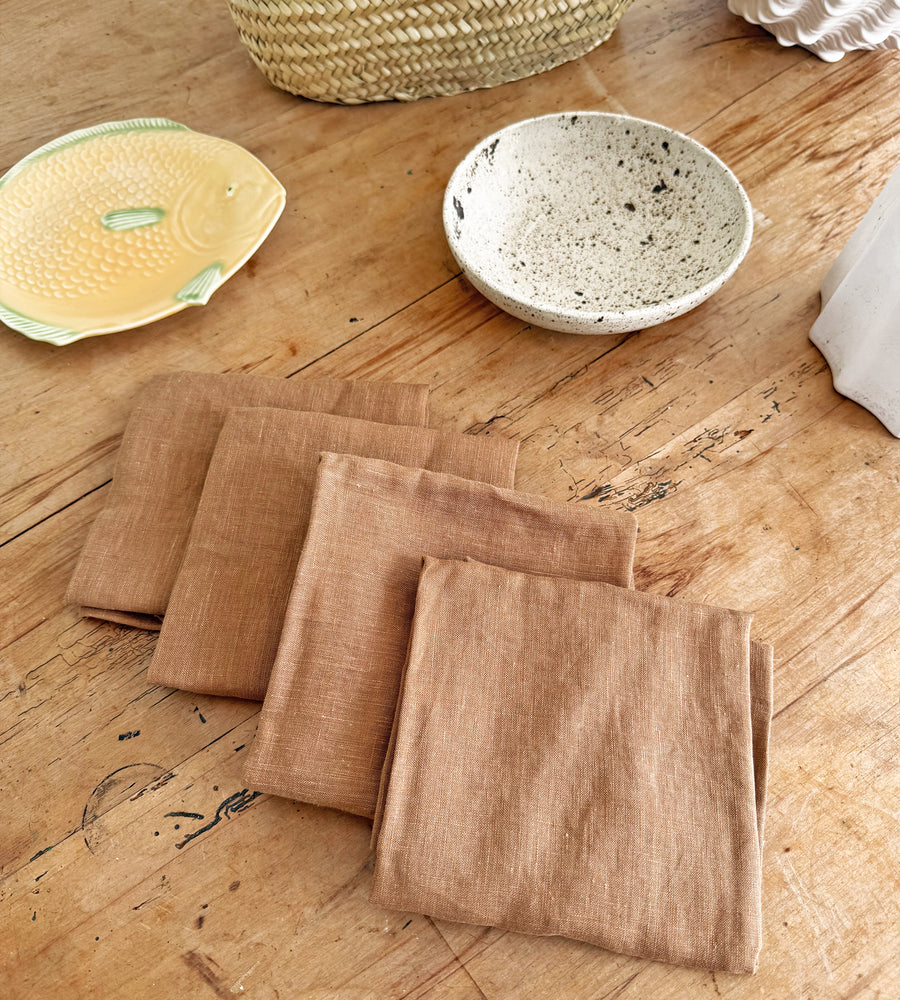 Home Lab | 100% French Flax Linen Napkin | Set of 4 | Ginger