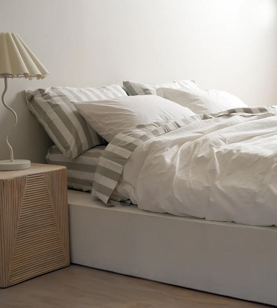 100% Stonewashed Cotton Sheet Set I Sage Stripe