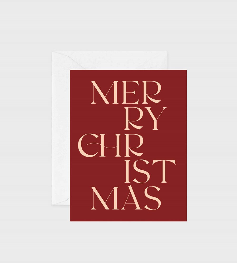 Father Rabbit Stationery | Merry Christmas Modern Burgundy Card