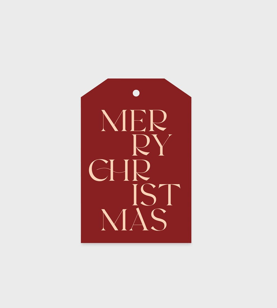 Father Rabbit Stationery | Merry Christmas Modern Burgundy Gift Tag