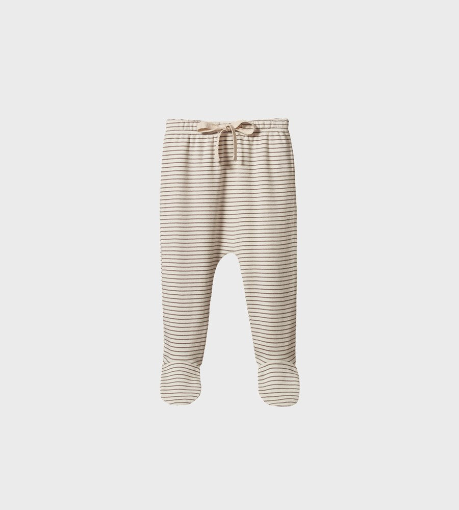 Striped baby leggings on a light gray background