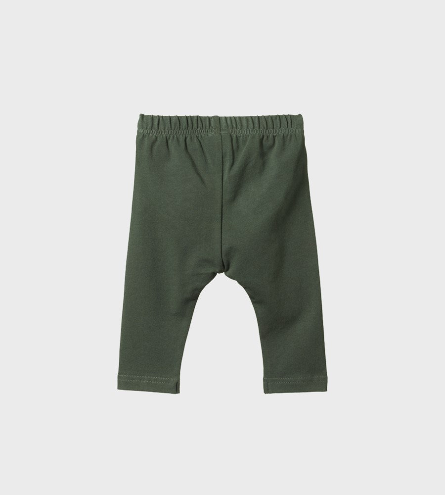 Green baby leggings on a white background
