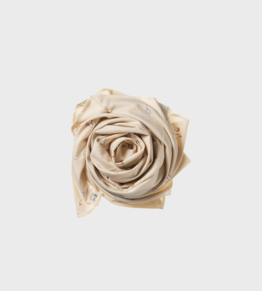 Beige rose-shaped fabric on a light gray background