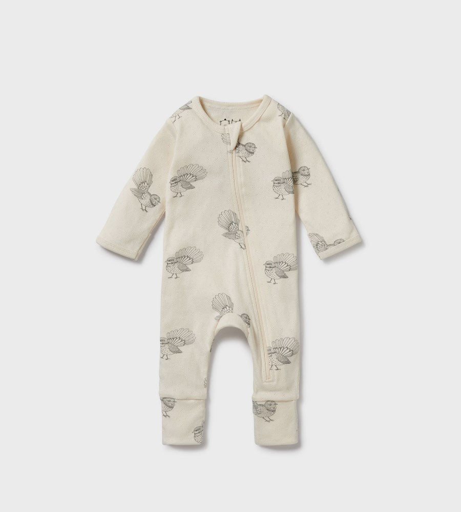 Wilson & Frenchy | Organic Pointelle Zipsuit with Feet | Little Fantail