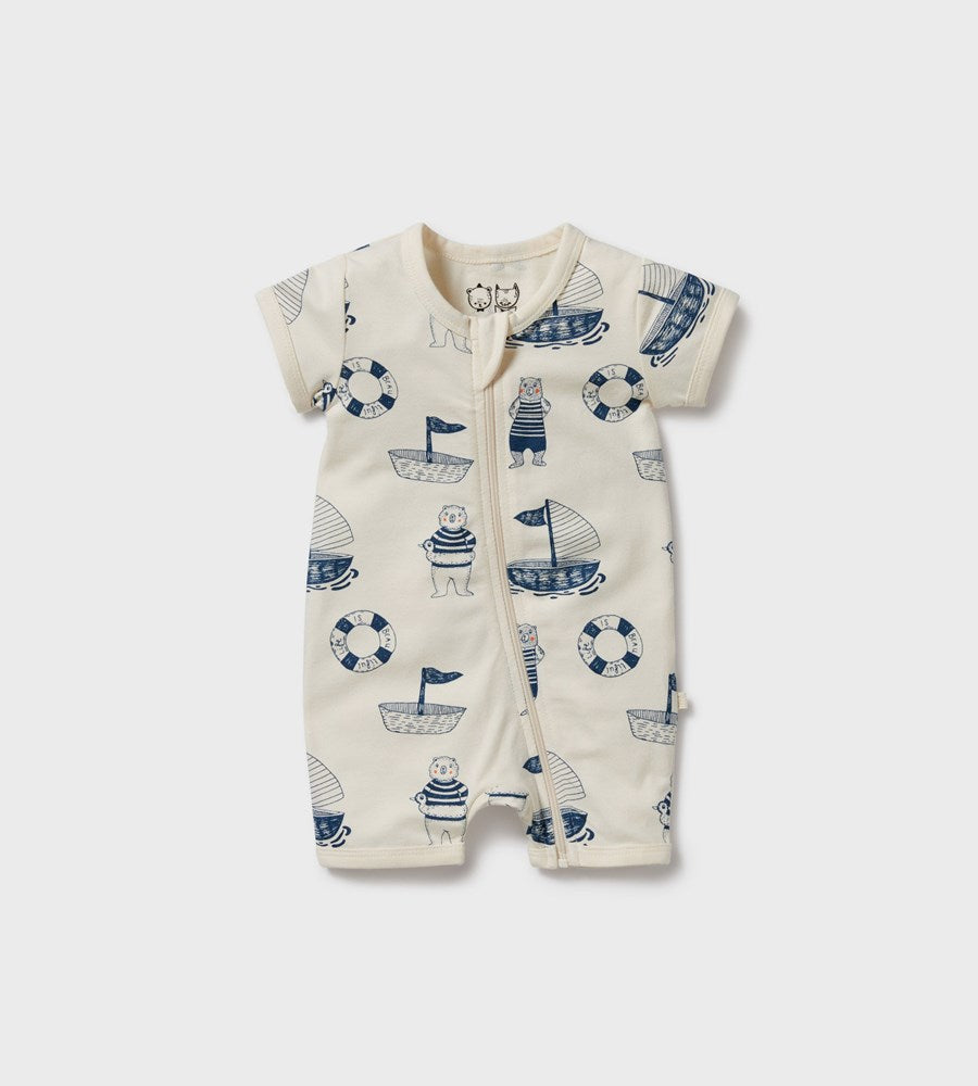 Wilson & Frenchy | Organic Boyleg Zipsuit | Nautical Bear