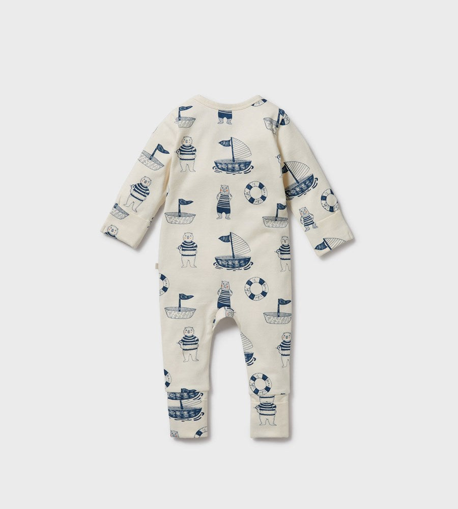 Wilson & Frenchy | Organic Zipsuit with Feet | Nautical Bear