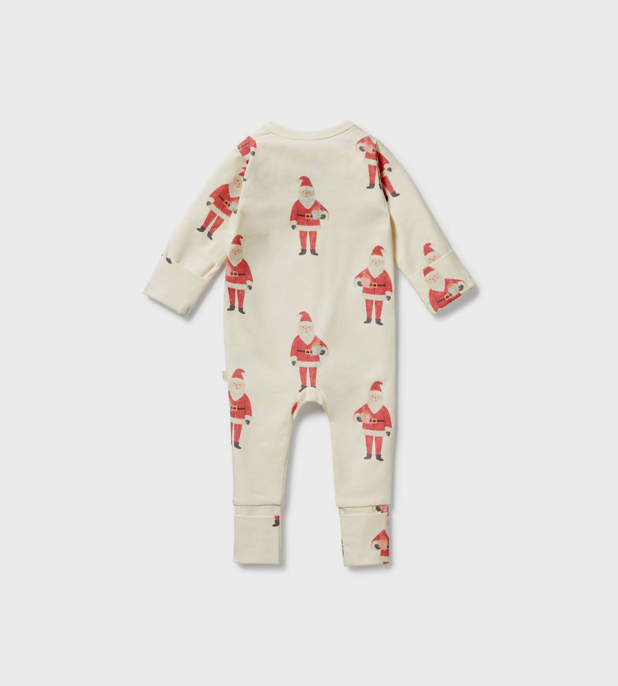 Baby onesie with red pattern on a white background