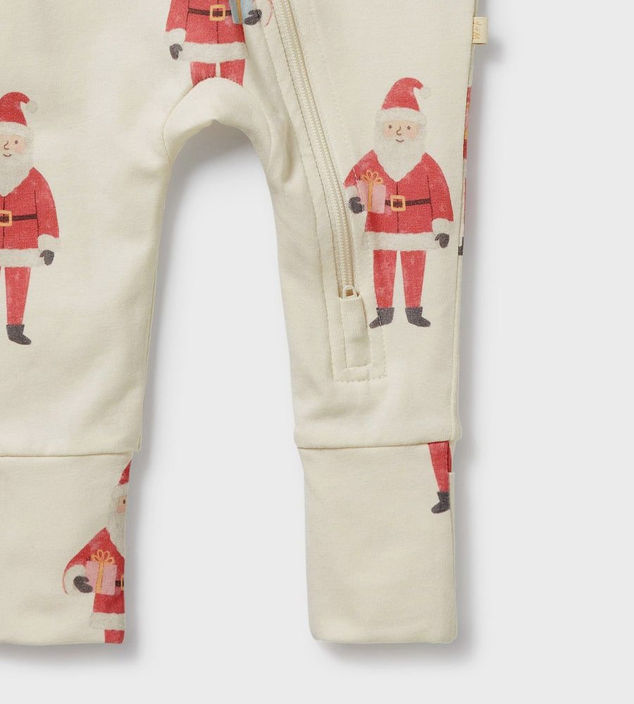 Baby onesie with Santa Claus design on a white background