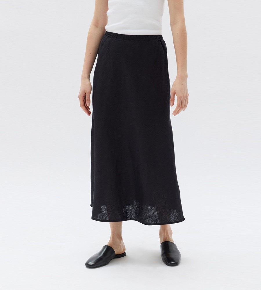 Assembly Label | Stella Linen Bias Skirt | Black