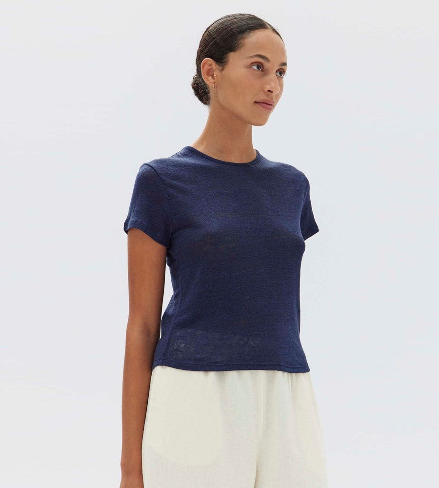 Assembly Label | Womens Seaford Linen Tee | True Navy