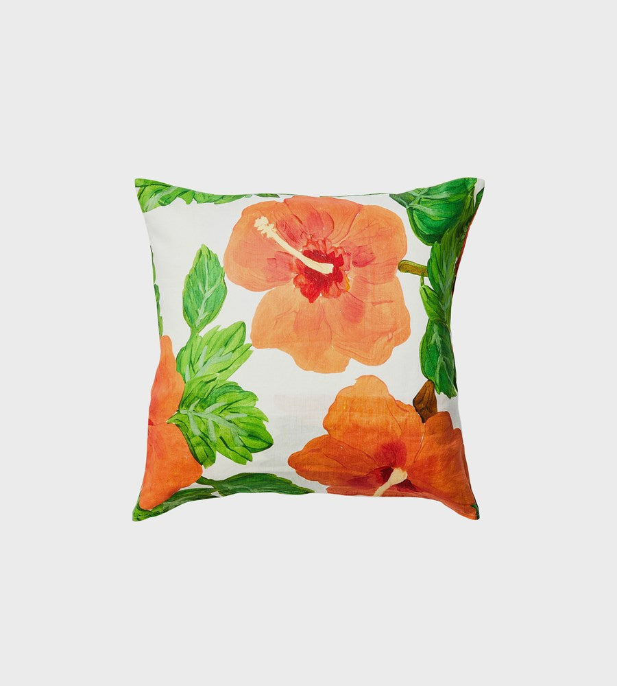 Bonnie and Neil | European Pillowcase Pair | Hibiscus Coral