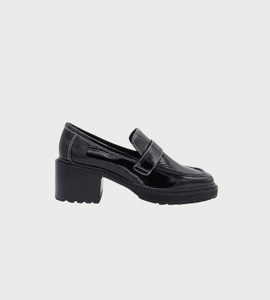 Caverley | Jacinta Loafer | Black Crinkle Patent