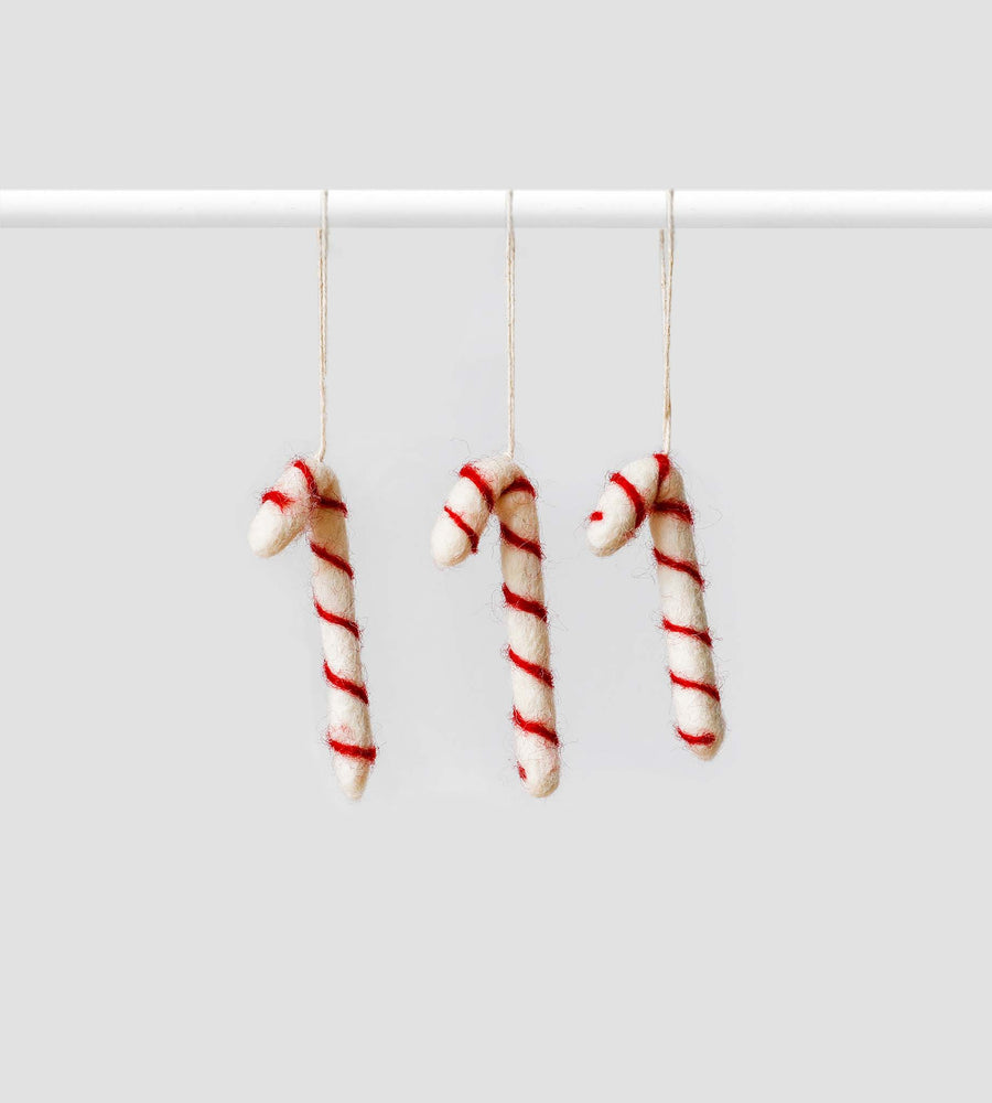 Christmas Decoration | Felted Candy Cane | Set of 3