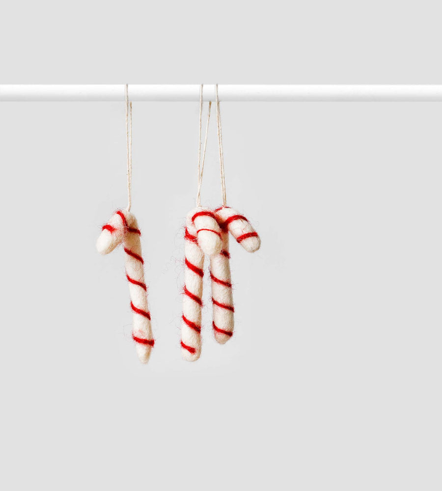 Christmas Decoration | Felted Candy Cane | Set of 3