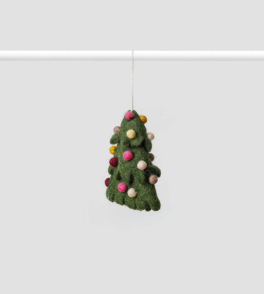Christmas Decoration | Felted Christmas Tree with Coloured  Baubles