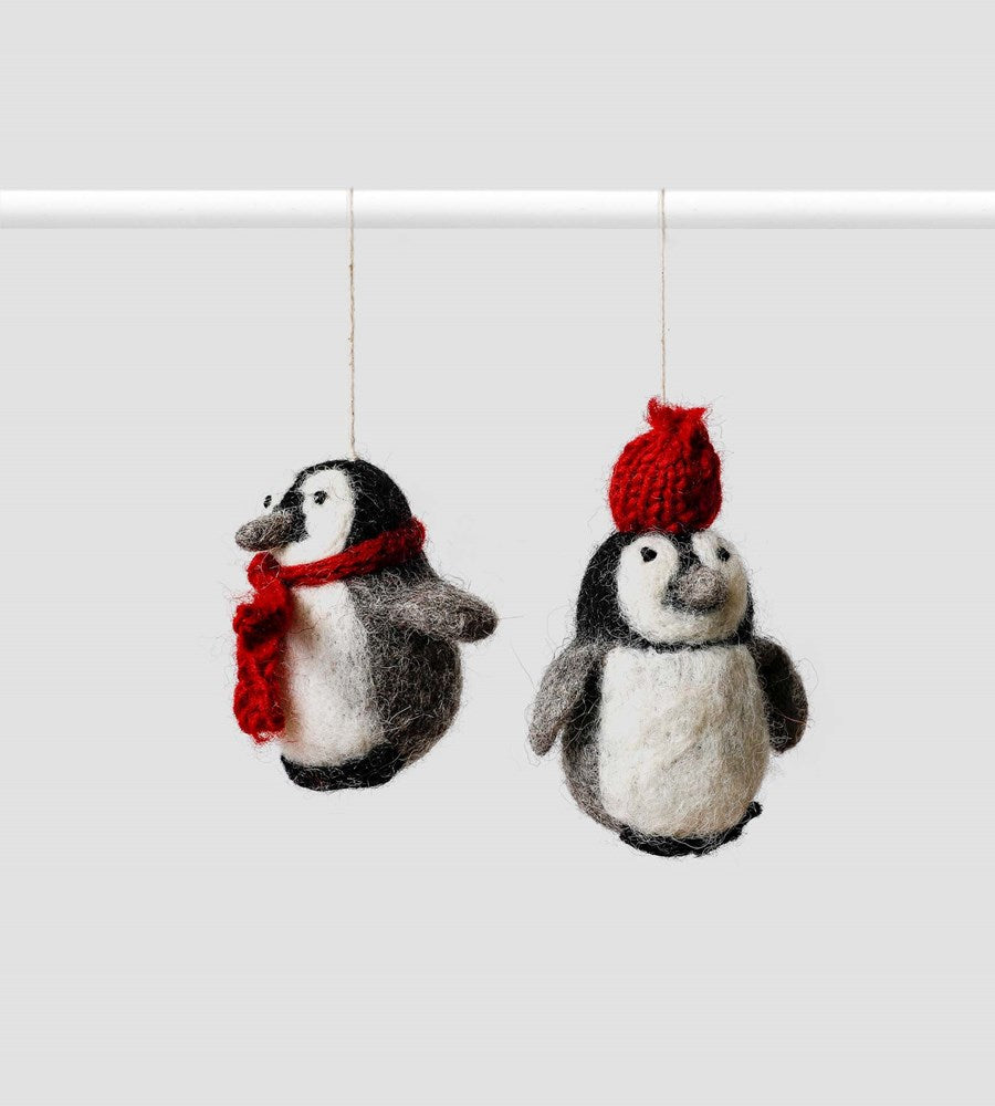 Christmas Decoration | Penguin with Scarf | Set of 2