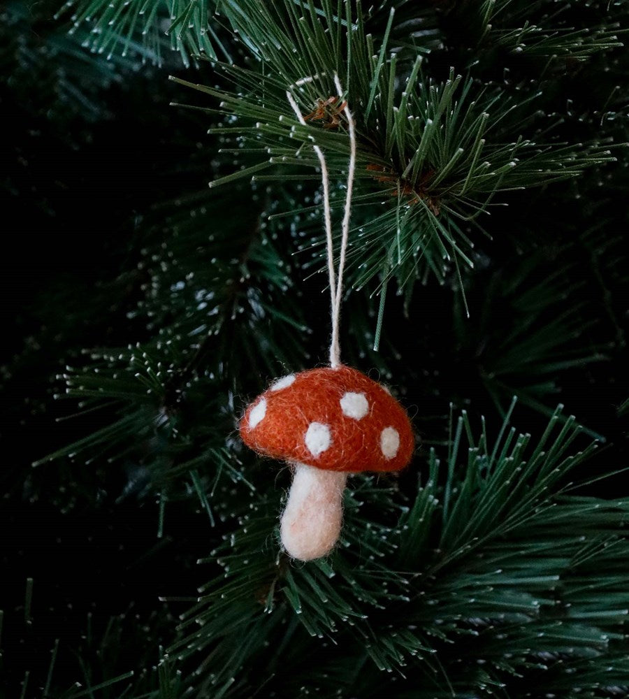 Christmas Decoration | Rusty Red Mushroom | Set of 5