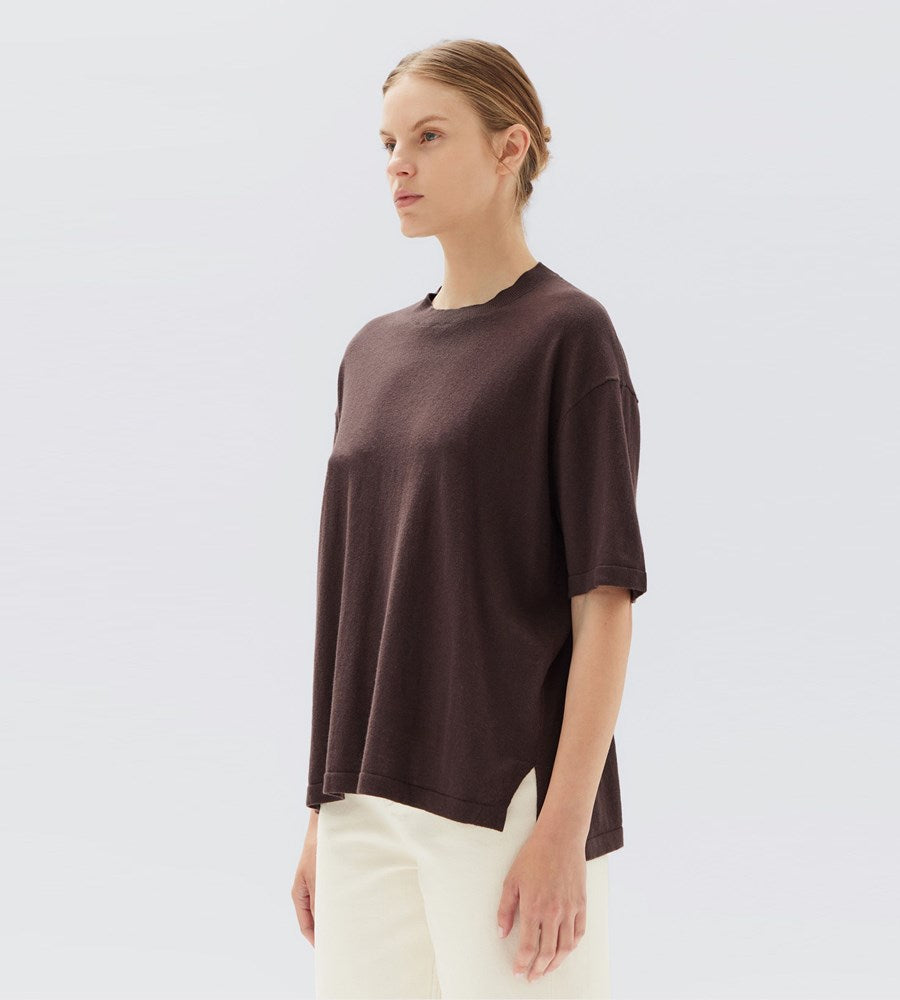 Cotton Relaxed Cashmere Tee Chestnut