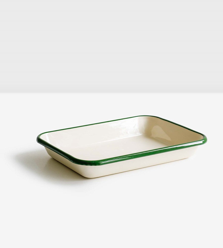 Cream & Green Enamel | Baking Tray
