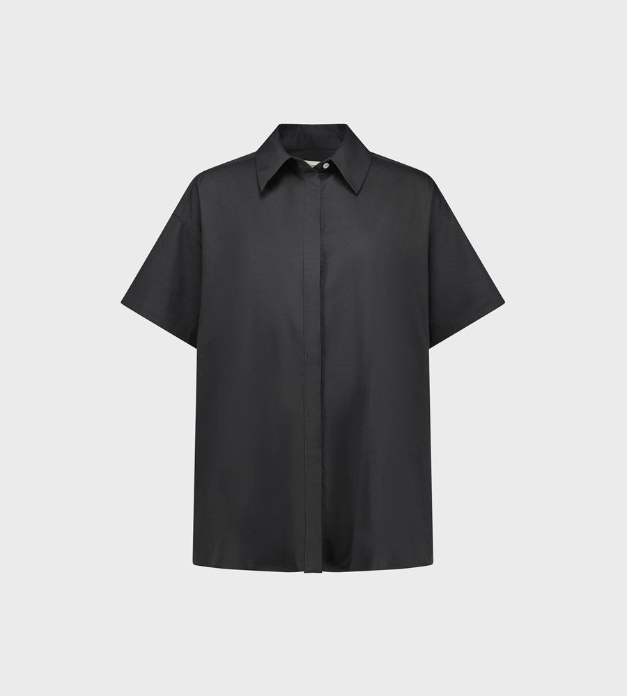Dear Dylan Cotton Oversized Short Sleeve Shirt Noir | One Size