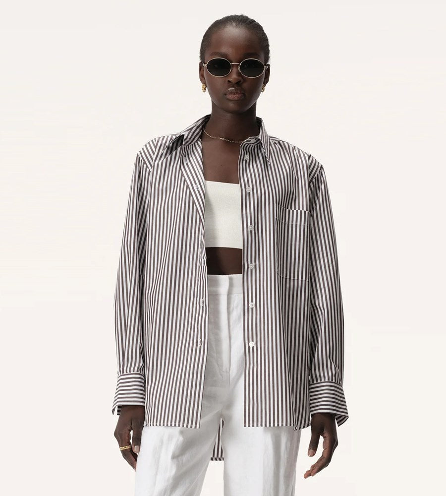 Elka Collective | Farah Shirt | Chocolate Stripe