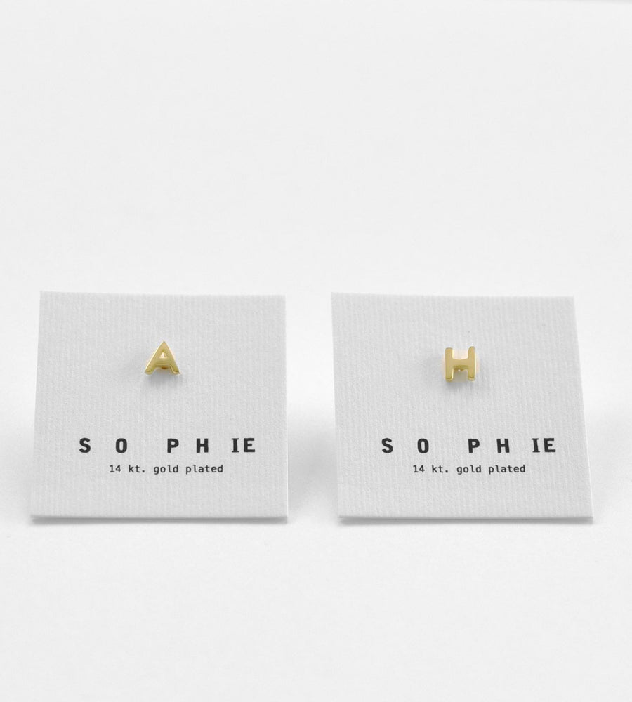Sophie Little Letter Earrings Gold