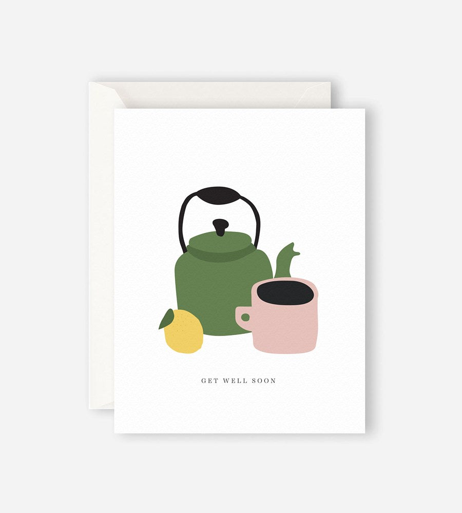 Father Rabbit Stationery Get Well Soon Teapot Card
