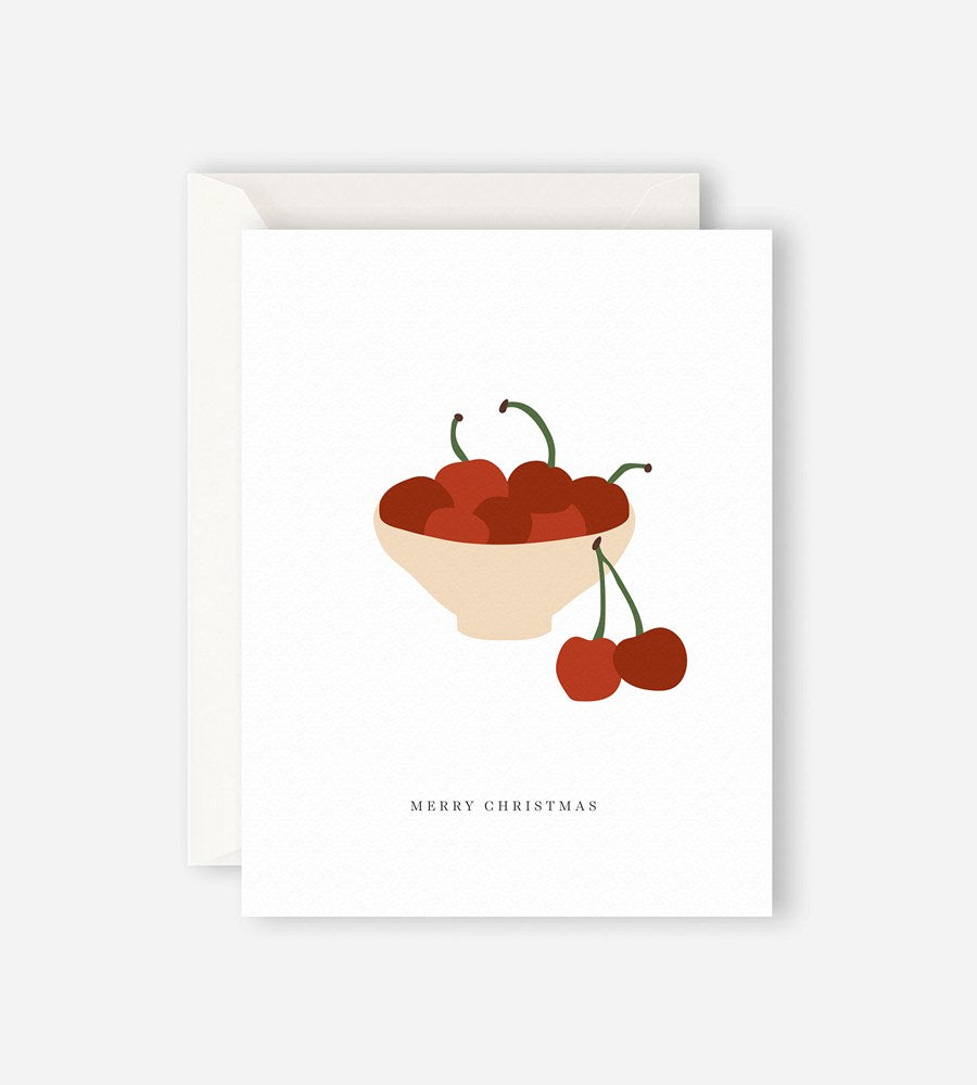 Father Rabbit Stationery | Merry Christmas Cherries Card