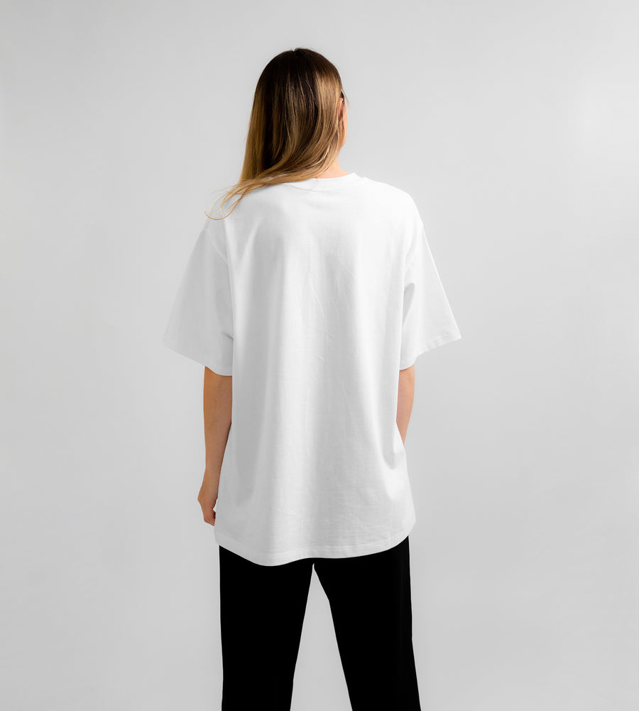 Father Rabbit | Boyfriend T-Shirt | White | Embroidered Pear