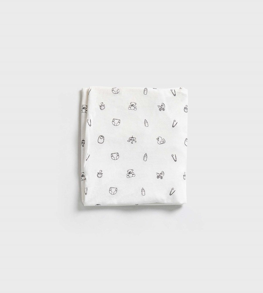 Baby Rabbit | Bassinet Sheet with Bag | White | Baby Play Print