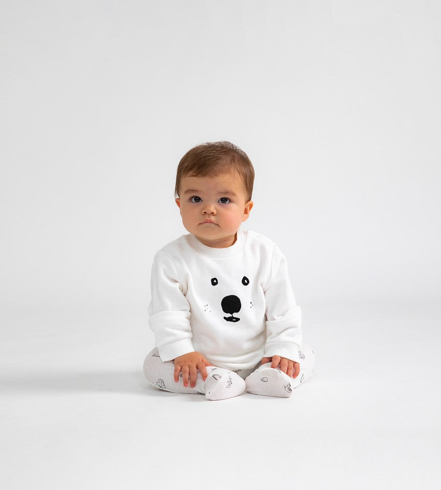 Baby Rabbit | Crew Sweatshirt | White | Bear Face Print