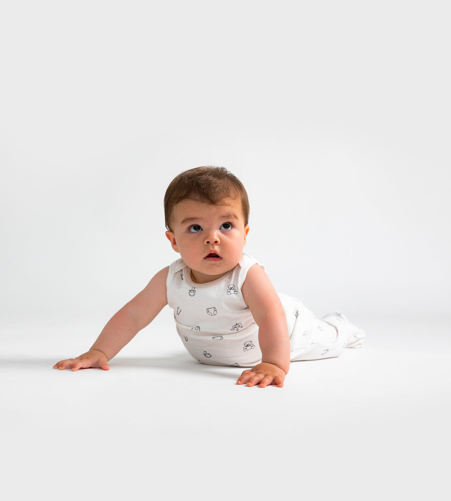 Baby Rabbit | Envelope Singlet | White | Baby Play Print