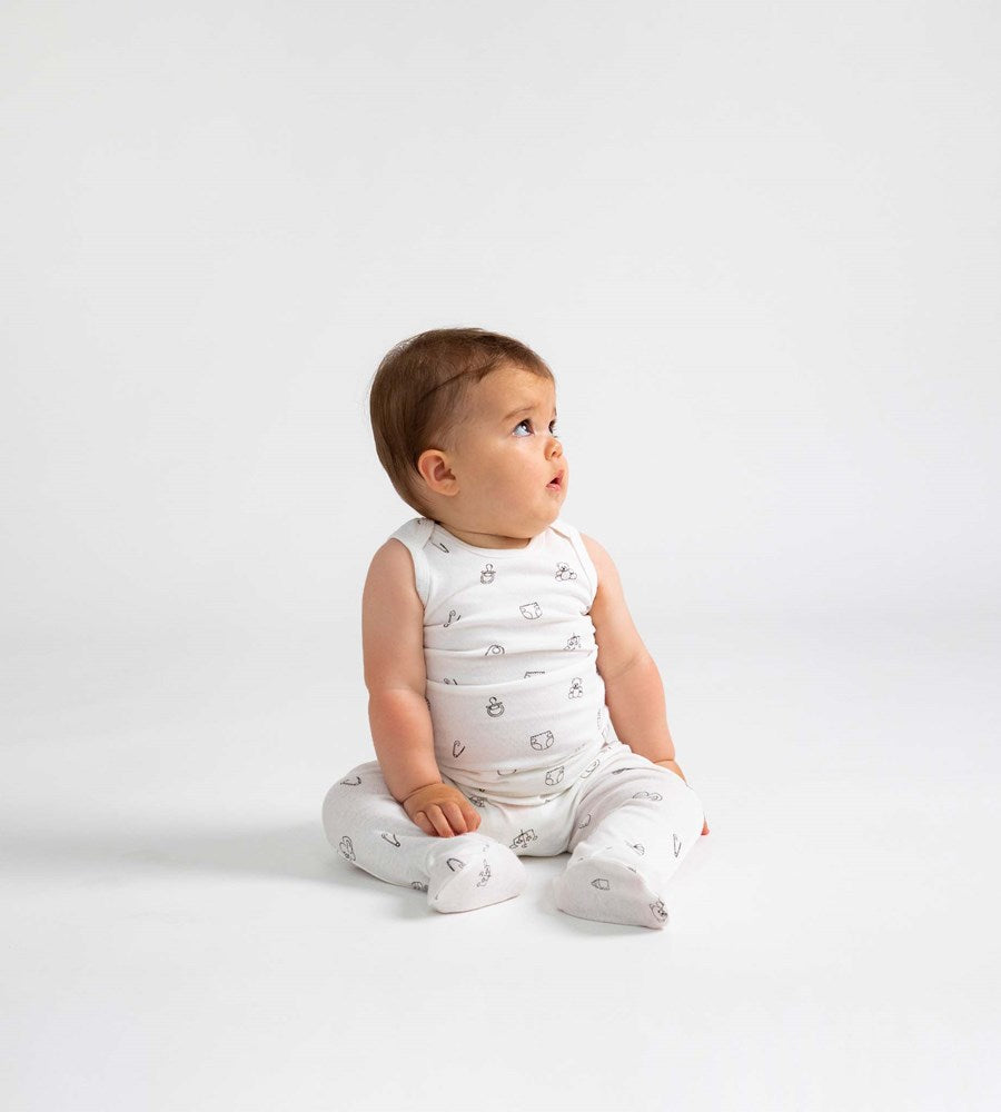 Baby Rabbit | Envelope Singlet | White | Baby Play Print